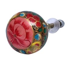 Pink Flower Hand Painted Indian Kashmiri Cabinet Knobs