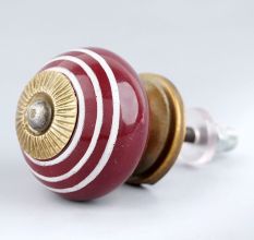 Cherry White Striped Knob