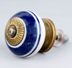 Navy Blue Striped Knob