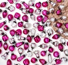 25 Pieces Pink and Silver Coloured Glass Christmas Ornament
