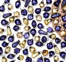 25 Pieces Purple and Gold Christmas Ornaments - Vintage Golden Christmas Tree Ornaments