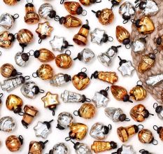 25 Pieces Amber and Silver Ornaments For Tree Decoration - Glass Christmas Ornaments