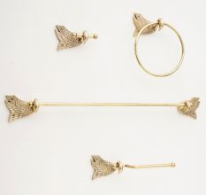 Handcrafted Swan Brass Bathroom Hardware Set of 4