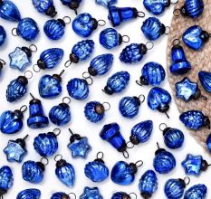 25 Pieces Blue Tiny Christmas Ornaments