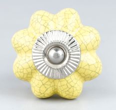 Yellow Crackle Ceramic Wardrobe Knob