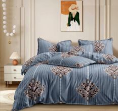 Beautiful Glace Cotton Soft Non Fitted Double Bedsheet Set with 2 Pillow Covers | 230 x 250 cm