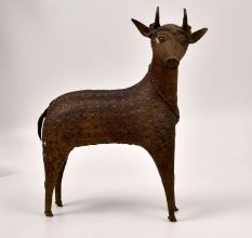 High-Quality Vintage Brass Deer Statue from Odisha in Tribal Art