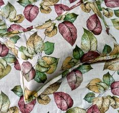 Autumn Leaf Print 100% Cotton Casement King Size Bedsheet Set with 2 Pillow Covers | 100 x 108 Inches