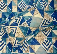 Bold Blue Geometric Print 100% Cotton Casement King Size Bedsheet Set with 2 Pillow Covers | 100 x 108 Inches