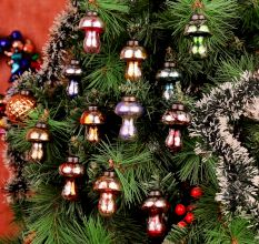 12 Pieces  Distressed Glass Multicolor Christmas Hanging Ornaments