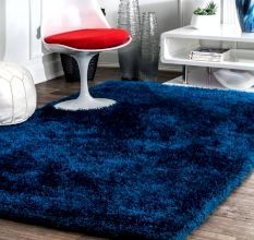 Modern Navy Blue Shaggy Rug