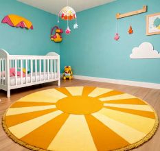Handtufted Golden Sun Ray Wool Rug