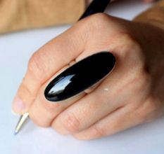 Handmade Black Onyx Ring 925 Sterling Silver Boho Gemstone Jewelry for Women