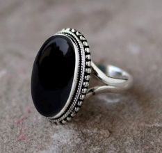 Black Onyx Gemstone Ring 925 Sterling Silver Handmade Jewelry for Women