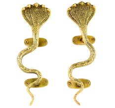Antique Finish Cobra Design Brass Door Handle-1 Pair