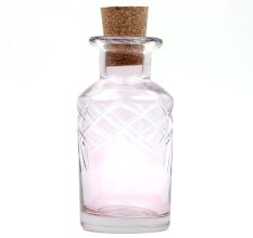 Handmade Light Pink Decorative Glass Bottle with Natural Cork Stopper
