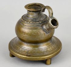 Brass Ganga Jali with Side Spout and Engraved Base