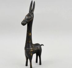 Brass Donkey Figurine with Long Ears and Dark Finish