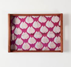 Purple & Golden Paisley Wooden Serving Tea Tray