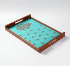 Green Gota Patti Sheesham Wood Serving Tray