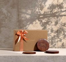 Rosewood Marigold Brass Inlay Coaster Set