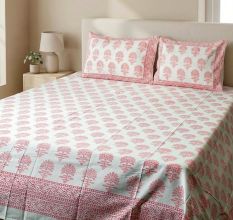 Blush Buta Percale Cotton King Bedsheet Set