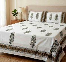 Heritage Floral Buta Percale Cotton King Bedsheet Set