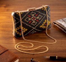 Royal Heritage Patola Clutch with Detachable Chain