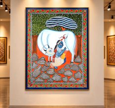 Kalighat Krishna with Cow Painting by Sahajan Chitrakar