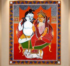 Kalighat Shiva and Parvati Painting by Sahajan Chitrakar