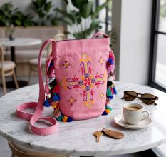 Pink Banaskantha Suf Embroidery Potli Sling Bag