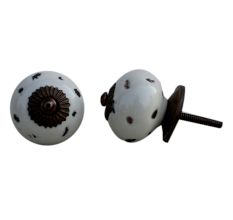 Cream Etched Round Knob
