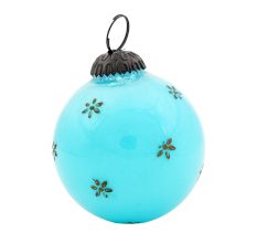 Set Of 4 Piece Turquoise Tiny Flower Medium Christmas Hanging
