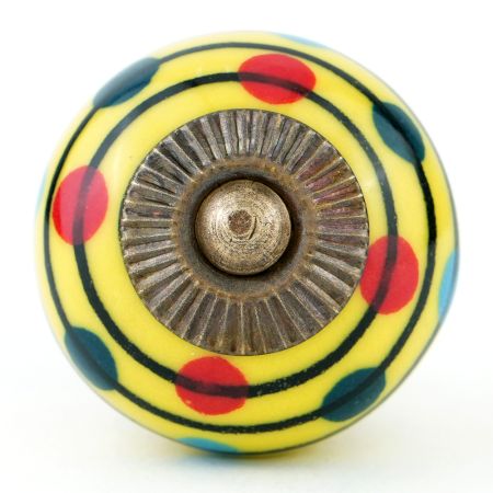 Yellow Stripes Dotted Ceramic Knob