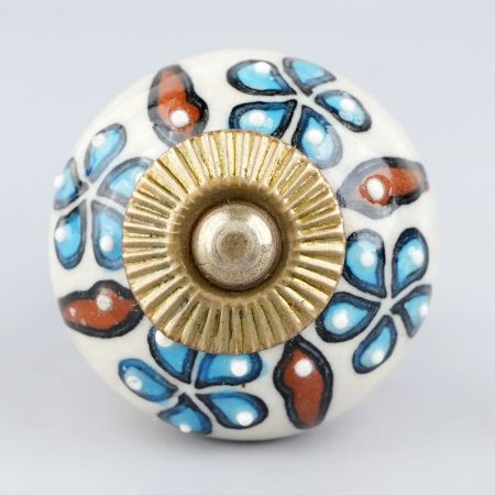 Turquoise Tiny Flower Leaf Cabinet Knob