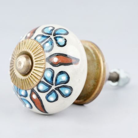 Turquoise Tiny Flower Leaf Cabinet Knob