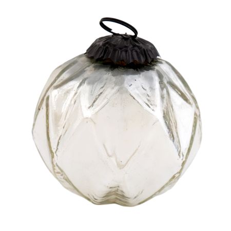 Set Of 4 Piece Silver Shine Box Cut Christmas Hanging