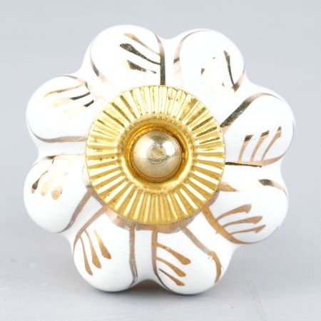 White Golden Leaf Big Melon Knob