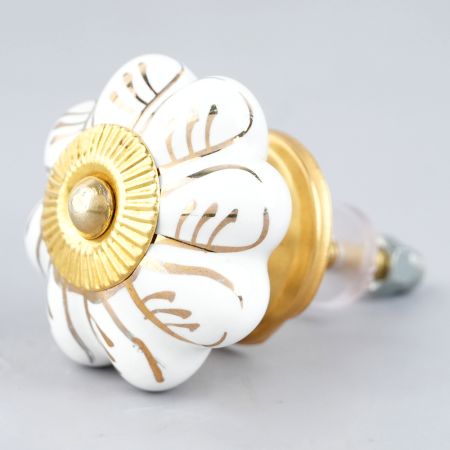 White Golden Leaf Big Melon Knob