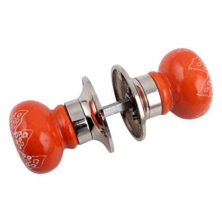 Orange Gerbera Flower Mortice Handle  2.25