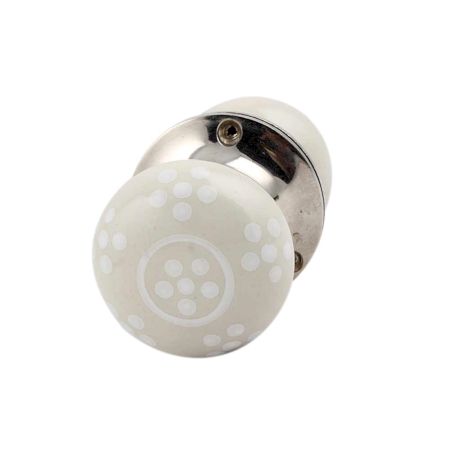 Cream Polka Dot Mortice Handle 2.25