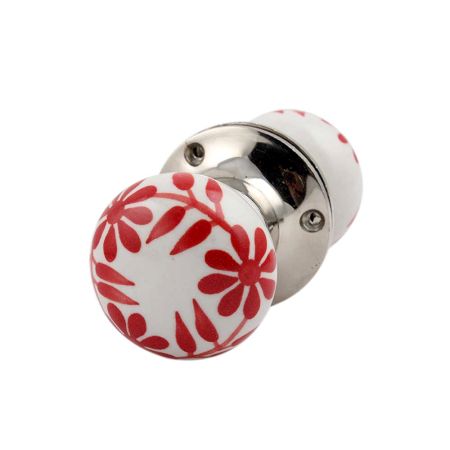 Red Daisy Flower Mortice Handle 2.25