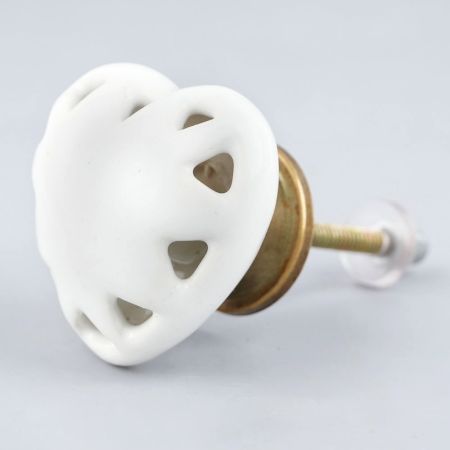 White Heart Ceramic Knob