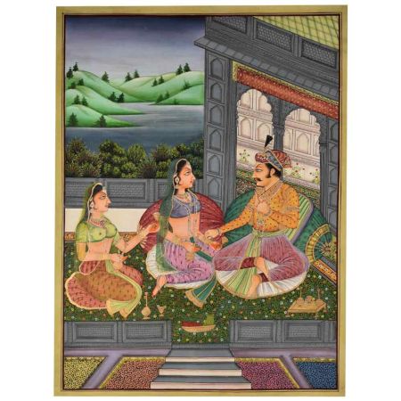 Painting of royal Mughal couple of the medieval age 48 X 35