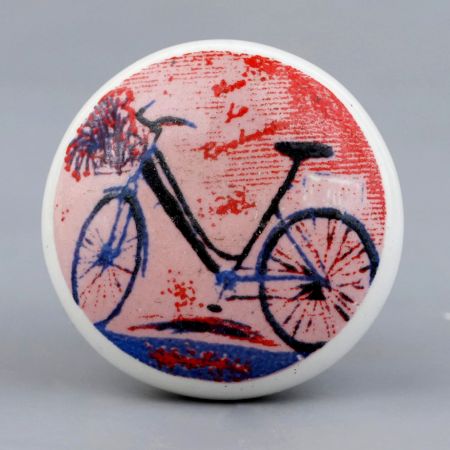 Multicolor Bicycle Flat Ceramic Drawer Knob