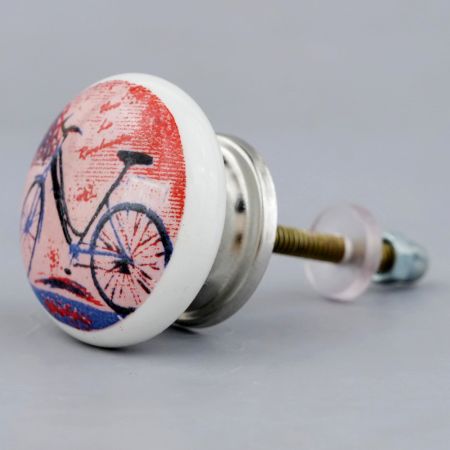 Multicolor Bicycle Flat Ceramic Drawer Knob