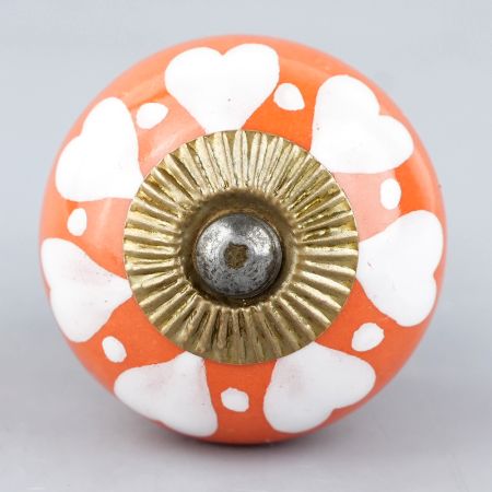 Orange White Heart Knob