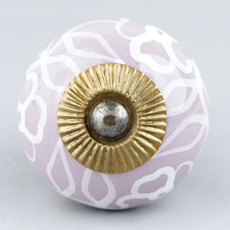 Light Purple floral Leafy Knob