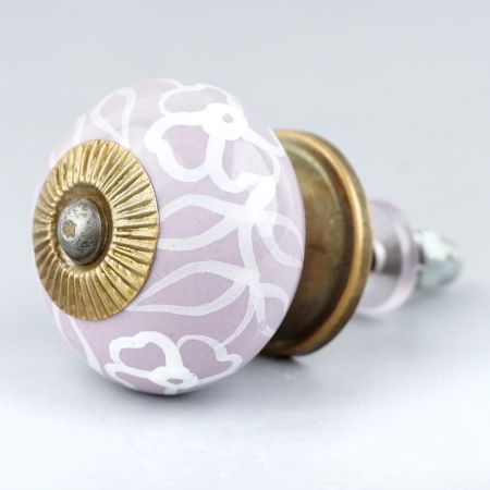 Light Purple floral Leafy Knob