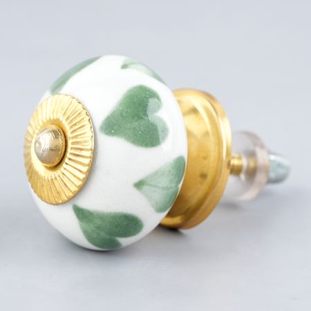 Moss Green Heart Ceramic Knob